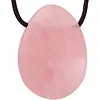 Hanger ovaal Rozekwarts met koord
