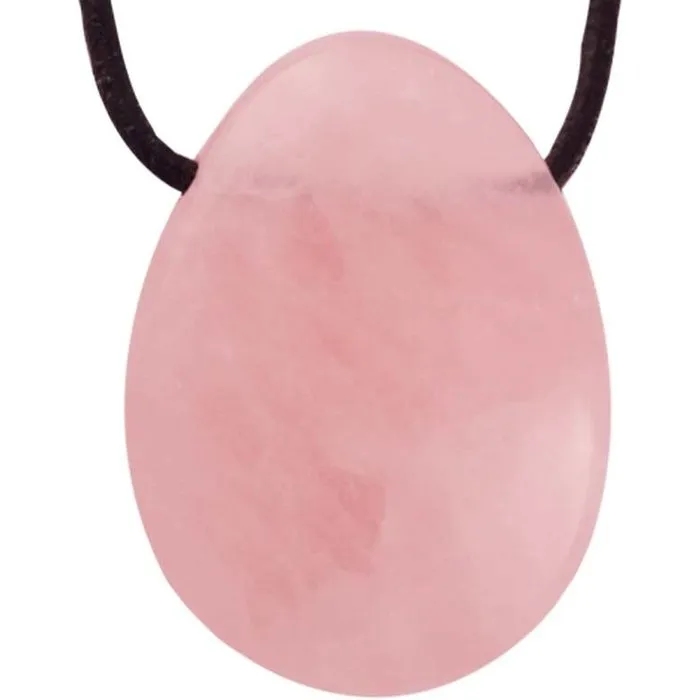 Hanger ovaal Rozekwarts met koord