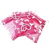 Organza Zakjes Hartjes Fuchsia 10 x 15 cm