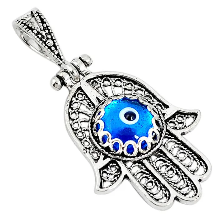 Zilver hanger hand van Fatima met oog