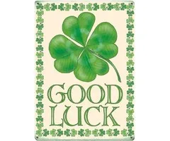 Metalen bordje good luck