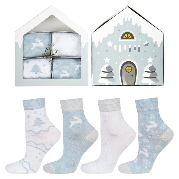 Kerstsokken in cadeaudoos 4 paar