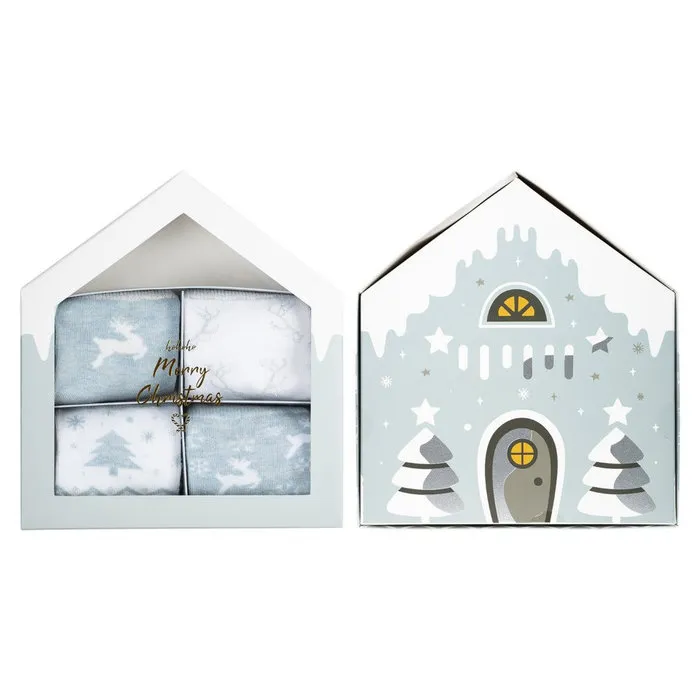 Kerstsokken in cadeaudoos 4 paar