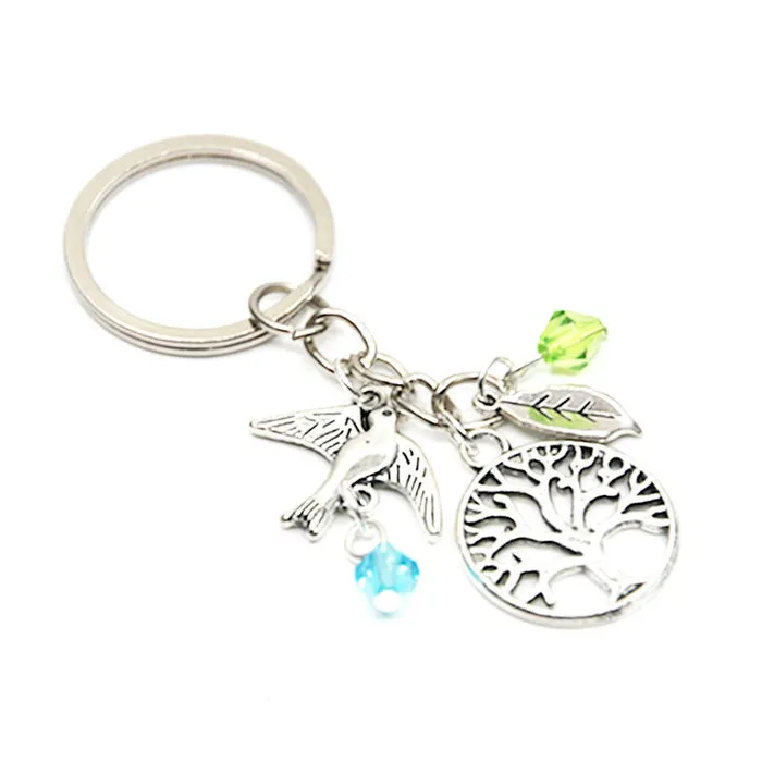 Sleutelhanger levensboom met vogel