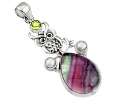 Zilver hanger Fluoriet peridoot parel
