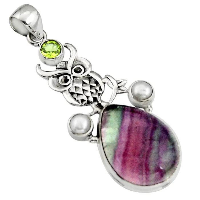 Zilver hanger Fluoriet peridoot parel