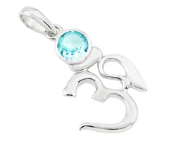 Zilver hanger Ohm Topaas blauw