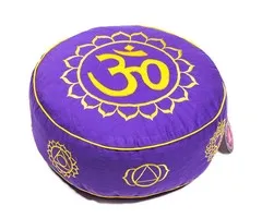 Meditatiekussen goud/violet 7 chakra's geborduurd
