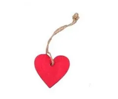Decoratie hanger houten hartje rood 4 cm