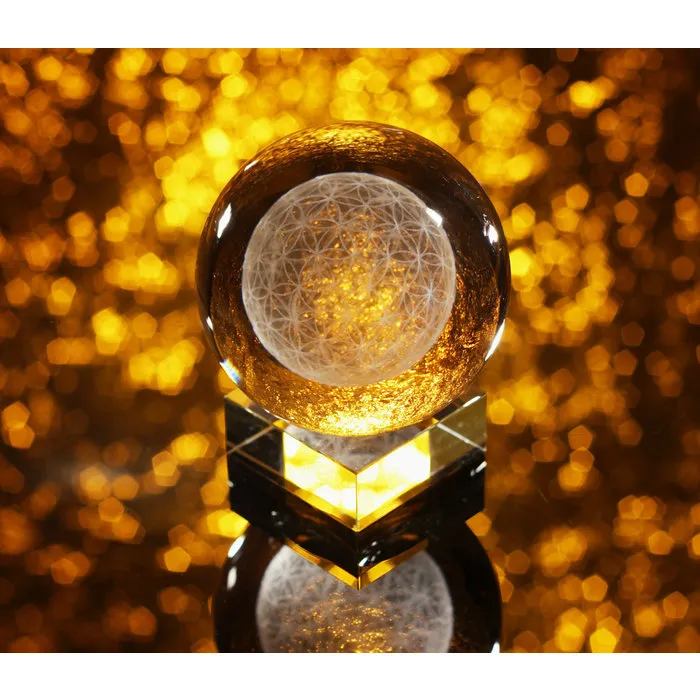 Kristallen bol met flower of life 6 cm