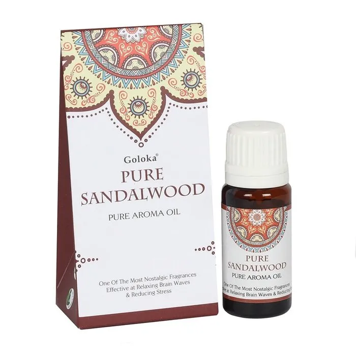 Sandalwood geurolie van Goloka. Warm, houtachtig en rustgevend.