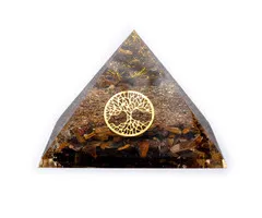 Tijgeroog orgoniet piramide met levensboom