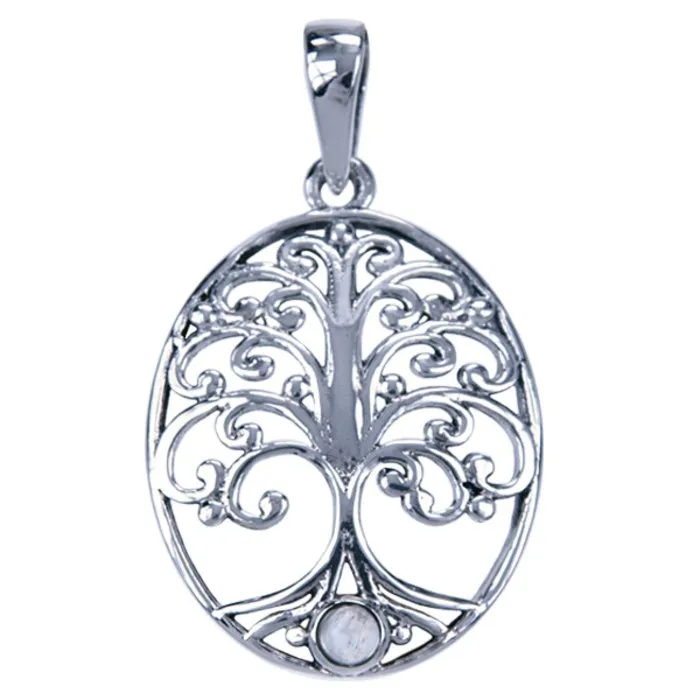 Zilver hanger Levensboom met maansteen