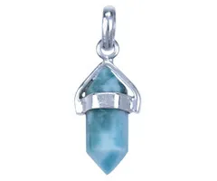 Zilver hanger dubbeleinder Larimar