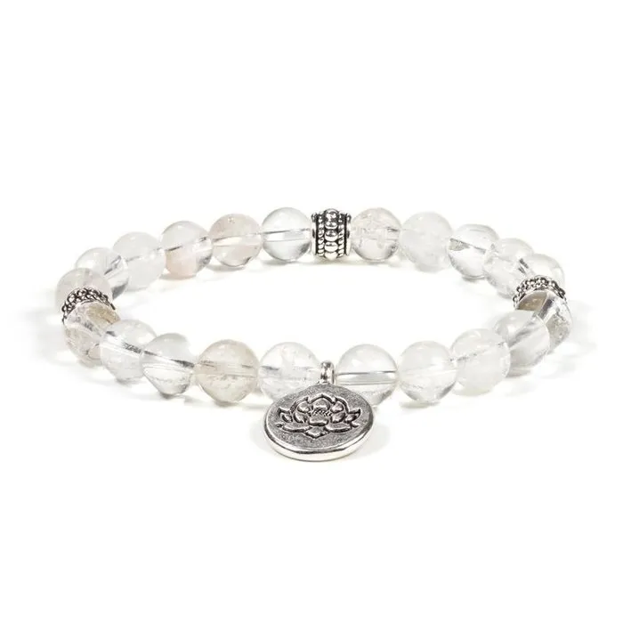 Mala armband bergkristal elastisch met lotus