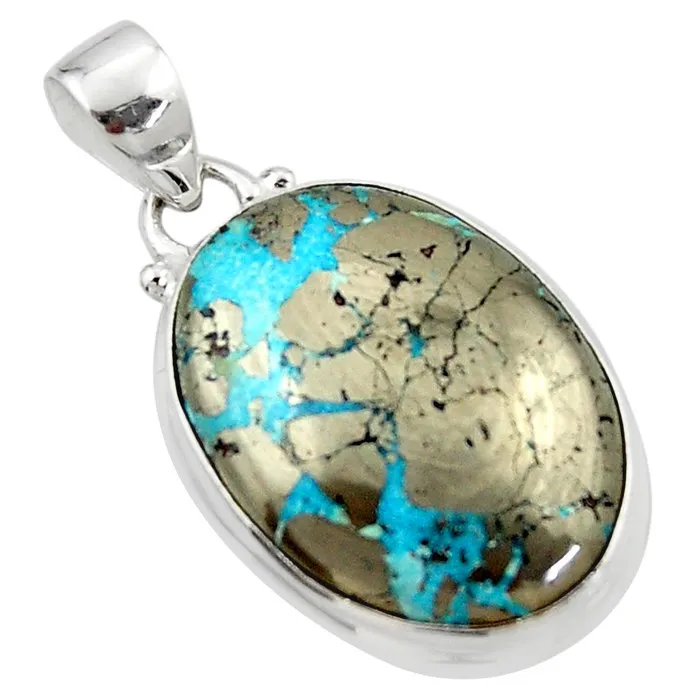 Zilveren hanger Perzisch turkoois sunray