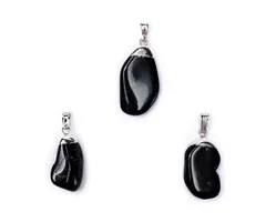 Zwarte toermalijn edelsteenhanger met kapje