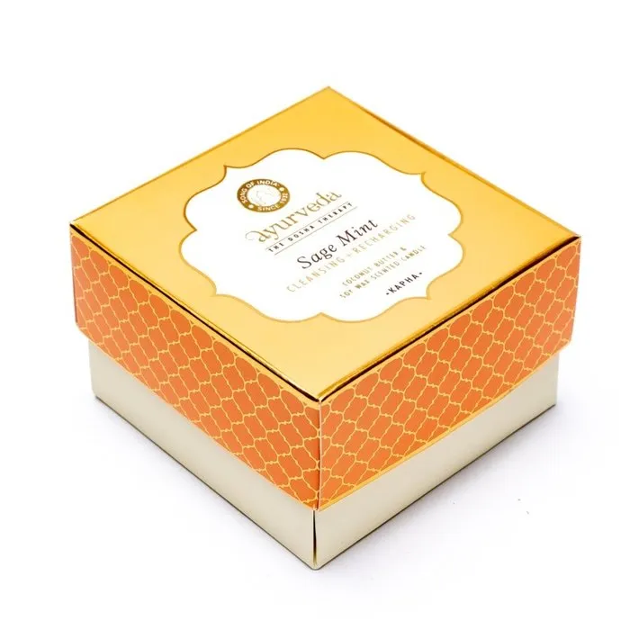 Kapha salie munt geurkaars met 2 lonten in pot