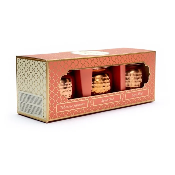 Veda geurkaarsen in pot met deksel set van 3