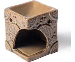 Aromabrander voor smeltkaarsjes bloemen beige