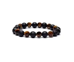 Armband tijgeroog lavasteen elastisch