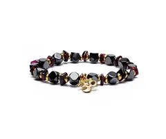 Armband hematiet granaat facet met ohm elastisch