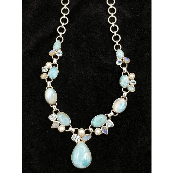 Luxe collier Larimar - Sterling zilver