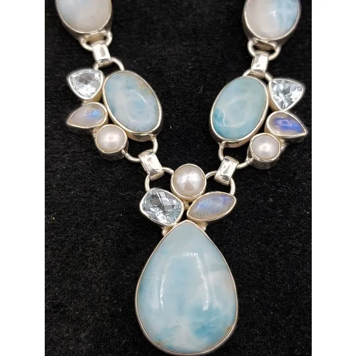 Luxe collier Larimar - Sterling zilver