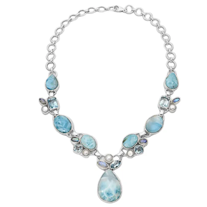 Luxe collier Larimar - Sterling zilver