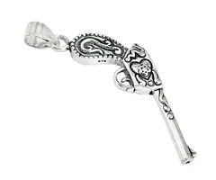 Zilveren hanger cowboy revolver