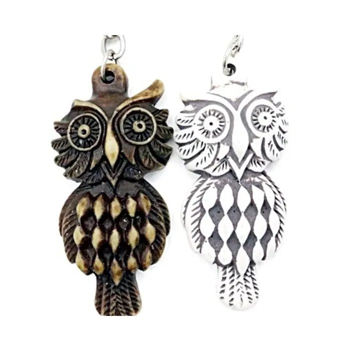 Sleutelhanger uil wit