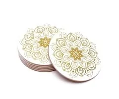 Mandala onderzetters wit set van 6