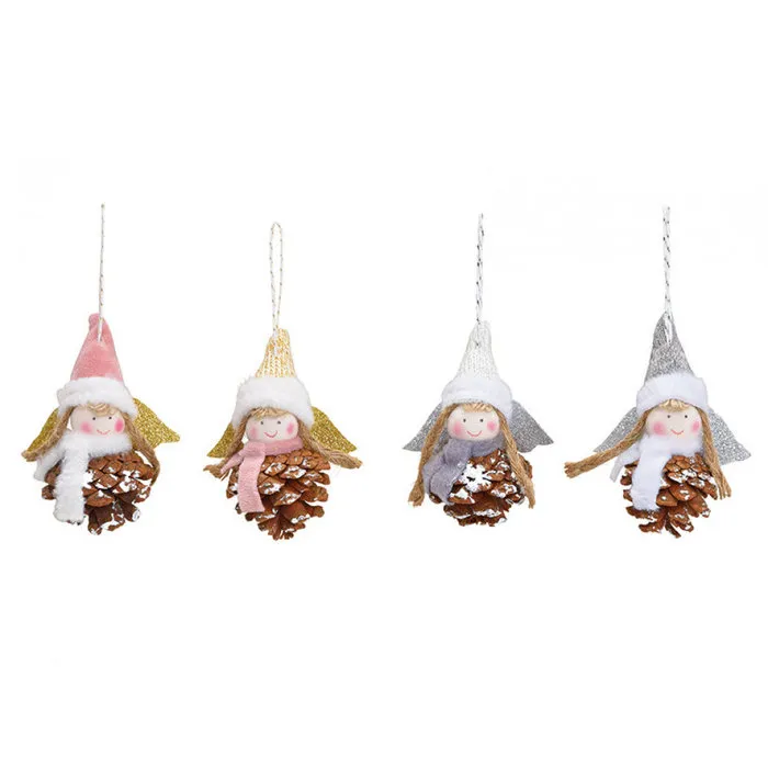 Kerstengel dennenappel 4 stuks