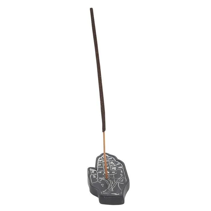 Wierookhouder Hand met Handleeskunde Symbolen – Zwart 8 cm