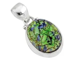 Zilveren hanger opaal regenboog