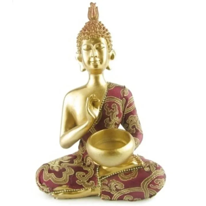 Thaise Boeddha met kom goud rood gekleurd