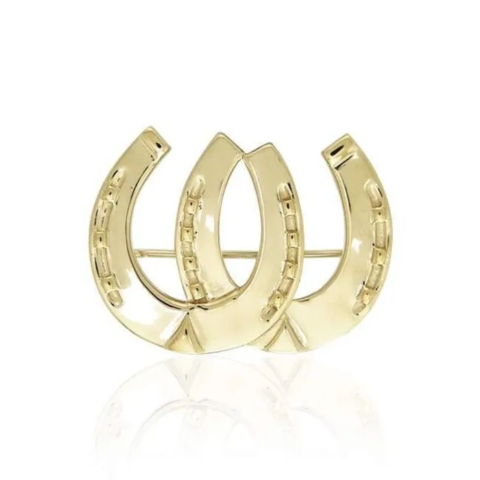 Broche 2 hoefijzers zilver met 18k goudlaag