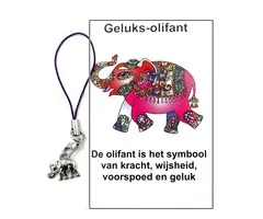 Geluksolifant metaal met kaartje