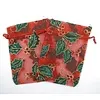 Organza zakje rood hulst en besjes  groot