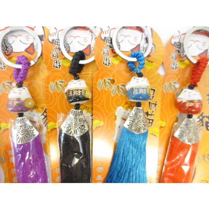 Lucky cat tas-sleutelhanger met kaartje