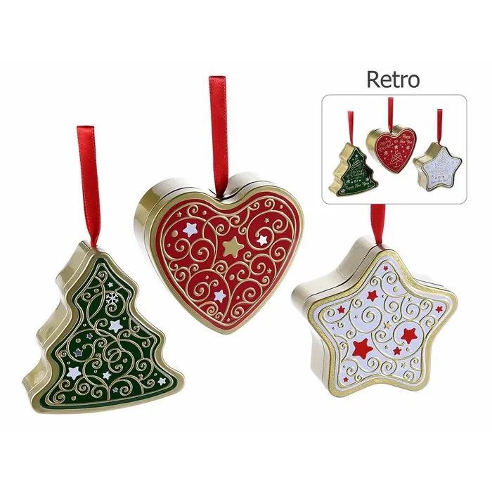 Metalen kerst doosje 3 stuks