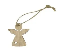Houten decoratie engel aan koord 3 stuks