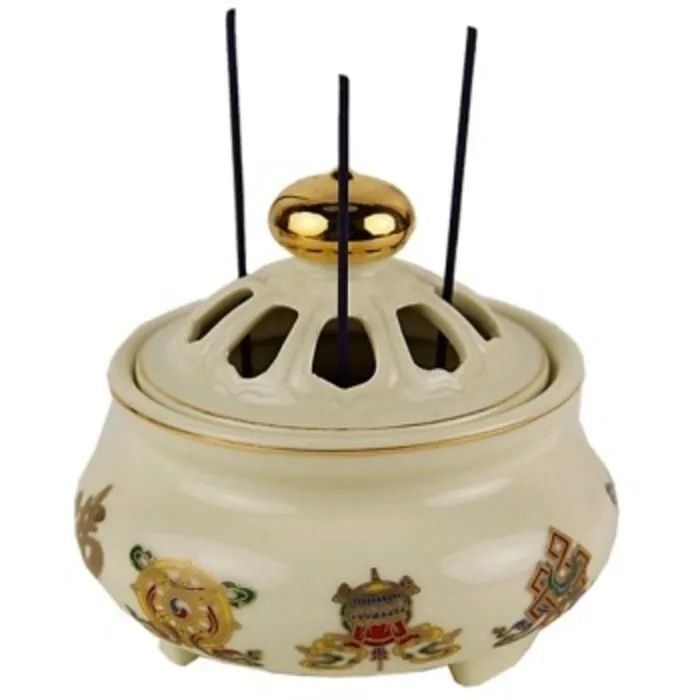 keramiek wierookbrander met voorspoed symbolen