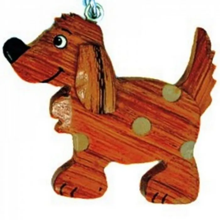 Sleutelhanger hond hout