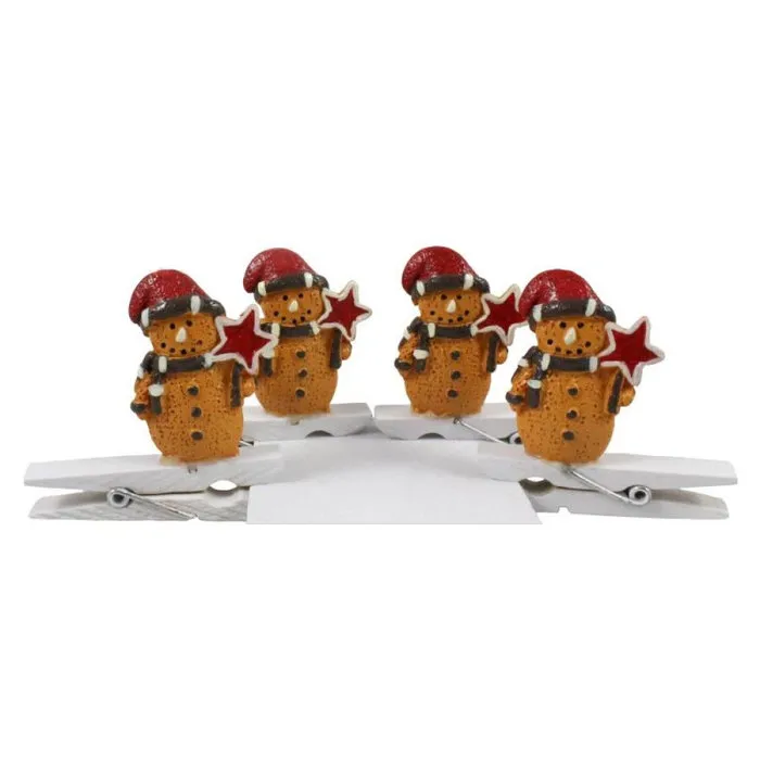 Peperkoekmannetjes op wasknijper 4 stuks