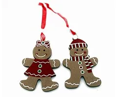 Kerst Peperkoekmannetje hanger 2 stuks