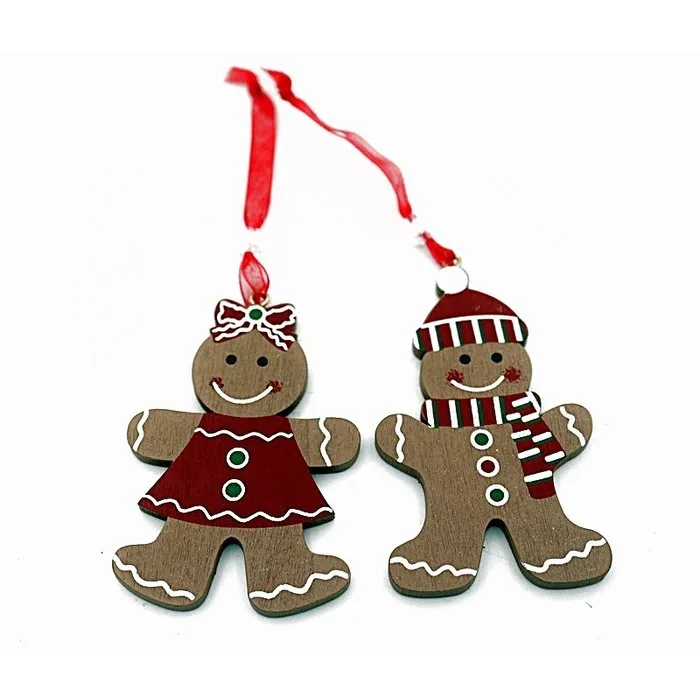 Kerst Peperkoekmannetje hanger 2 stuks