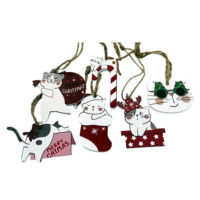 Kat Kerstboomhanger 6 stuks