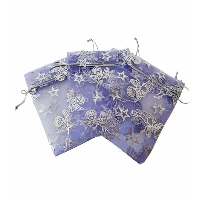 Organza zakje Lila engelen 7 x 10 cm