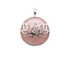 Edelsteen hanger lotus rozenkwarts